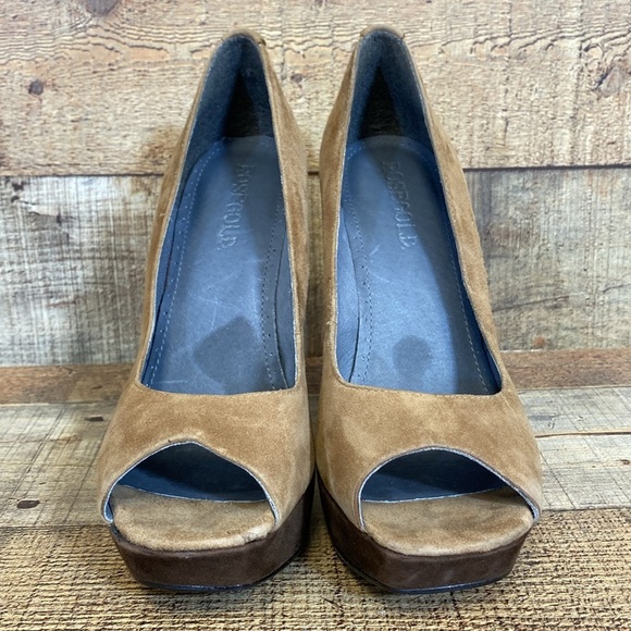 ROSEGOLD Platform Pumps Womens Size 36.5 US 6 Brown Tan High Heel Suede Cocktail - Picture 2 of 11